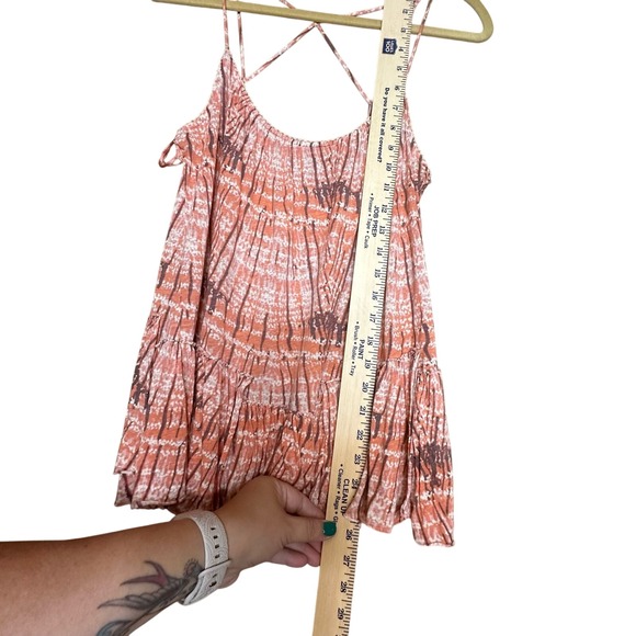 Free People Tie Dye Criss Cross Cami Top Tiered Sleeveless‎ Blouse - Picture 5 of 11